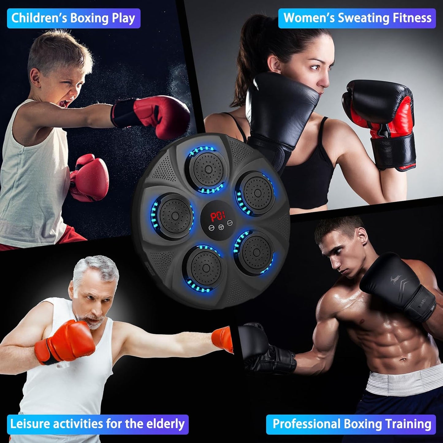 Music Boxing Machine with Boxing Gloves, Smart Bluetooth Boxing Equipment, Target Training Punching Boxing Machine for Home, Indoor, Gym, Training