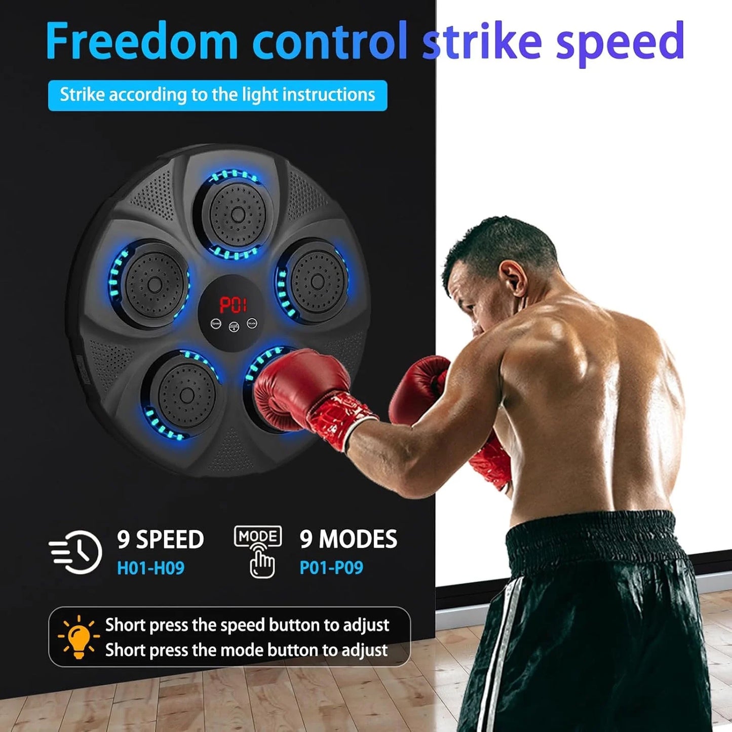 Music Boxing Machine with Boxing Gloves, Smart Bluetooth Boxing Equipment, Target Training Punching Boxing Machine for Home, Indoor, Gym, Training