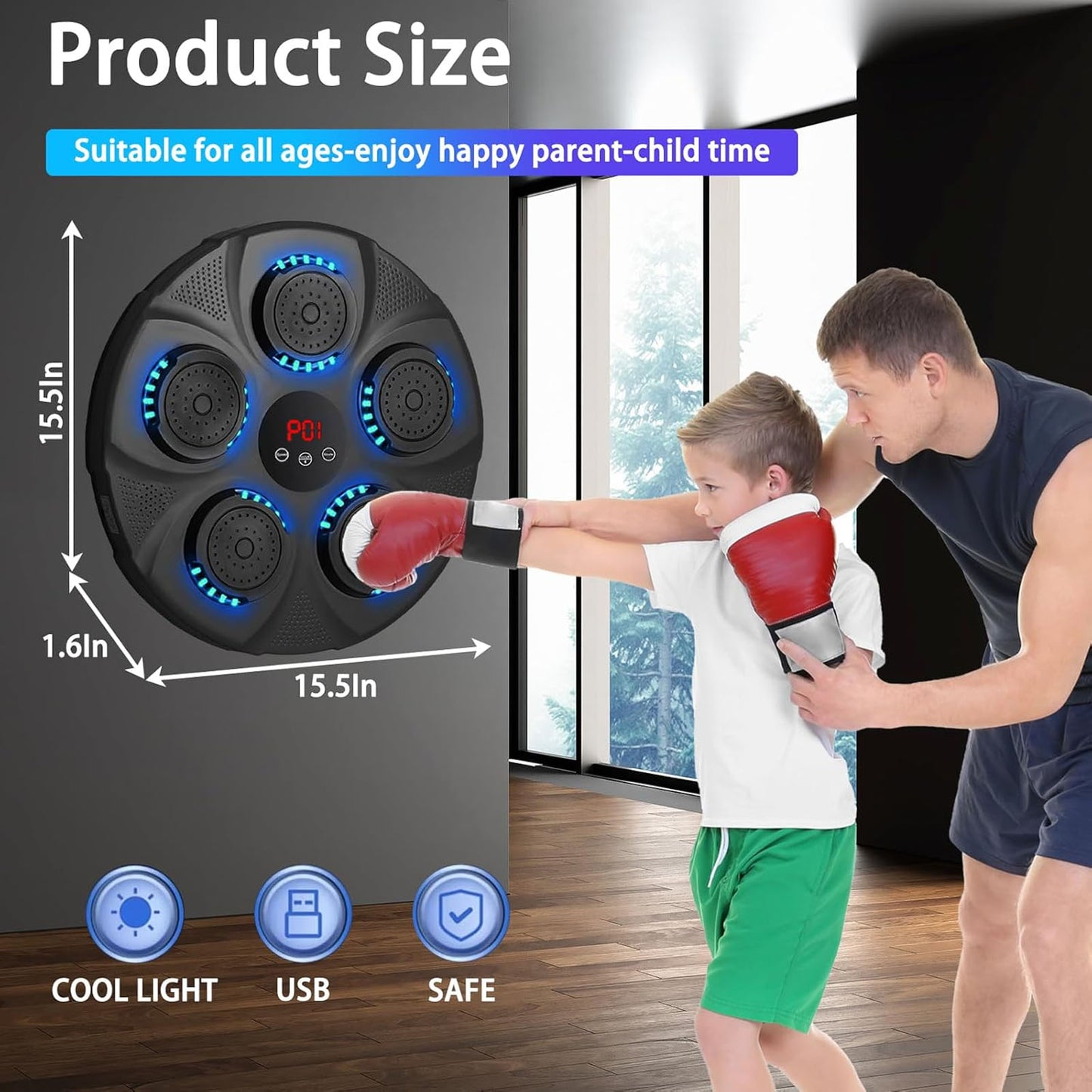 Music Boxing Machine with Boxing Gloves, Smart Bluetooth Boxing Equipment, Target Training Punching Boxing Machine for Home, Indoor, Gym, Training